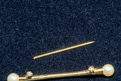Helen Paddle jewelry gold and pearl tie clip or lapel pin needs repair