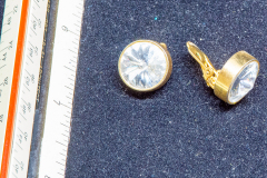 Helen Paddle jewelry earrings clip-on gold () with large crystal diamond cut costume jewelry Patti giving back to the estate