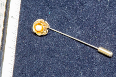 Helen Paddle jewelry gold tie or lapel pin rose with a pearl Patti giving back to the estate